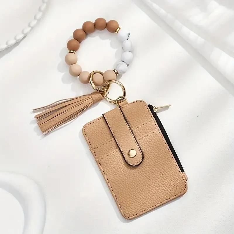 Fashionable Beaded Tassel Wristlet Card Holder Keychain sold by FloralTrip product image thumbnail 5