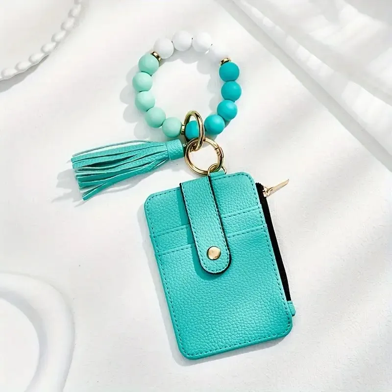 Fashionable Beaded Tassel Wristlet Card Holder Keychain sold by FloralTrip product image thumbnail 2