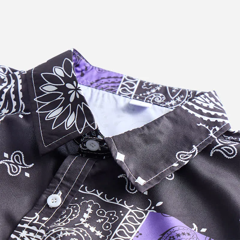 Men's Streetwear Black & Purple Paisley Print Shirt sold by FloralTrip product image thumbnail 5