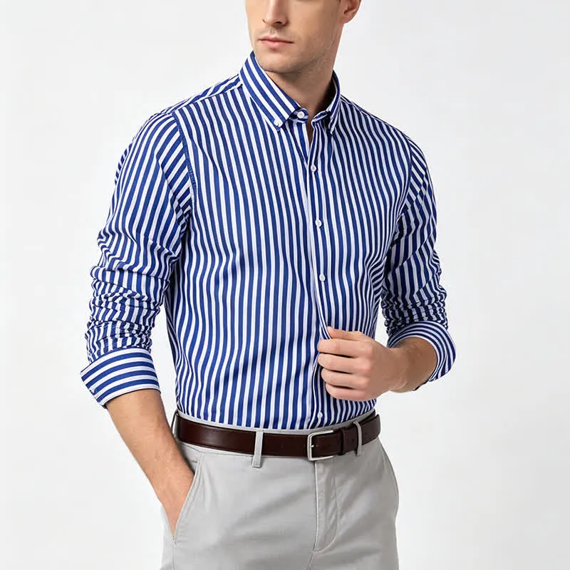 Men's Classic Vertical Stripe Pattern Formal Dress Shirt sold by FloralTrip product image thumbnail 4