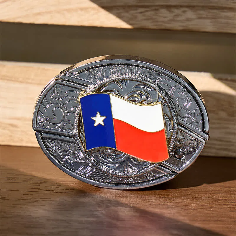 Texas State Flag DIY Hidden Folding Knife Buckle Leather Belt made by FloralTrip