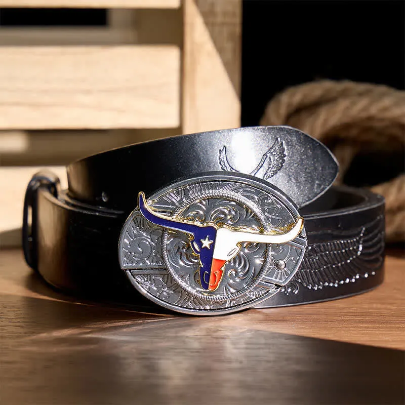 Texas State Flag Longhorn DIY Hidden Folding Knife Buckle Leather Belt sold by FloralTrip product image thumbnail 3