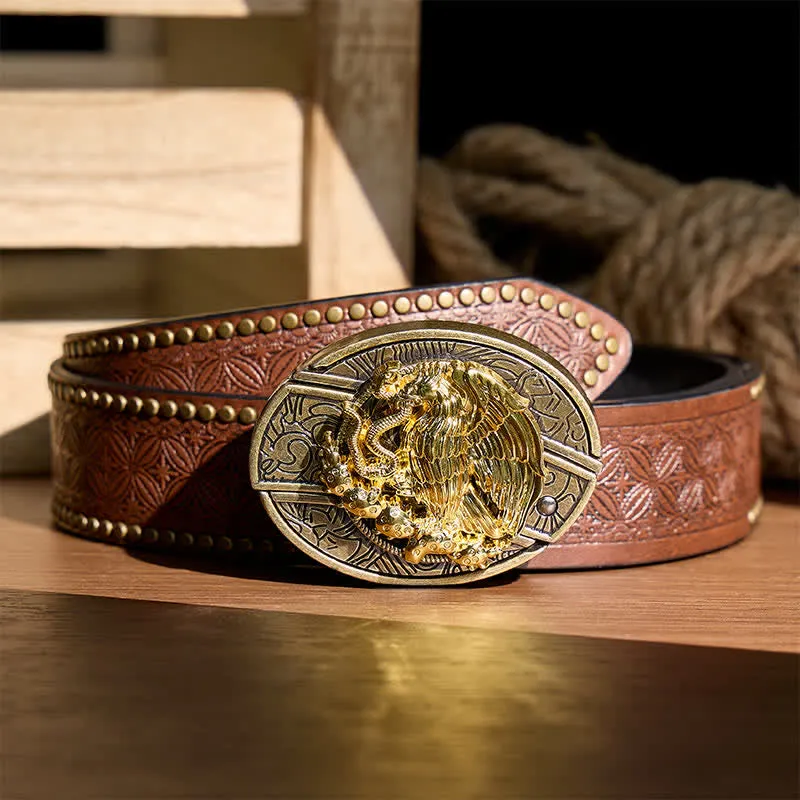 Gold Eagle Serpent DIY Hidden Folding Knife Bronze Buckle Leather Belt sold by FloralTrip product image thumbnail 5