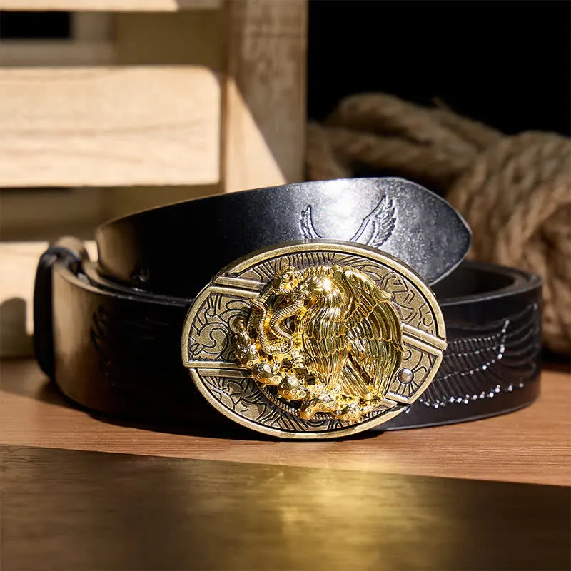 Gold Eagle Serpent DIY Hidden Folding Knife Bronze Buckle Leather Belt sold by FloralTrip product image thumbnail 3
