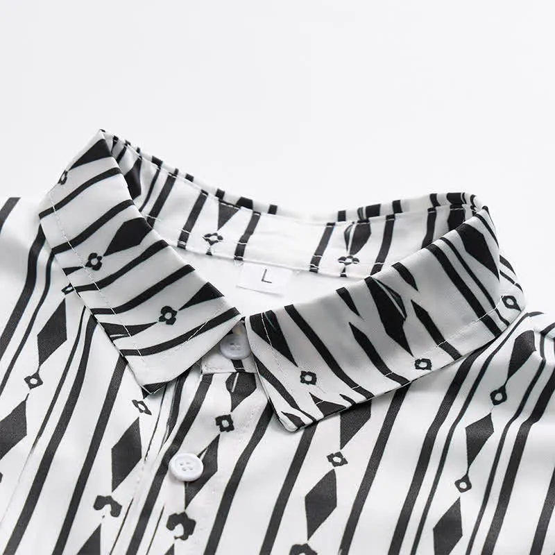 Men's White Geometric Vertical Stripe Print Western Shirt sold by FloralTrip product image thumbnail 5