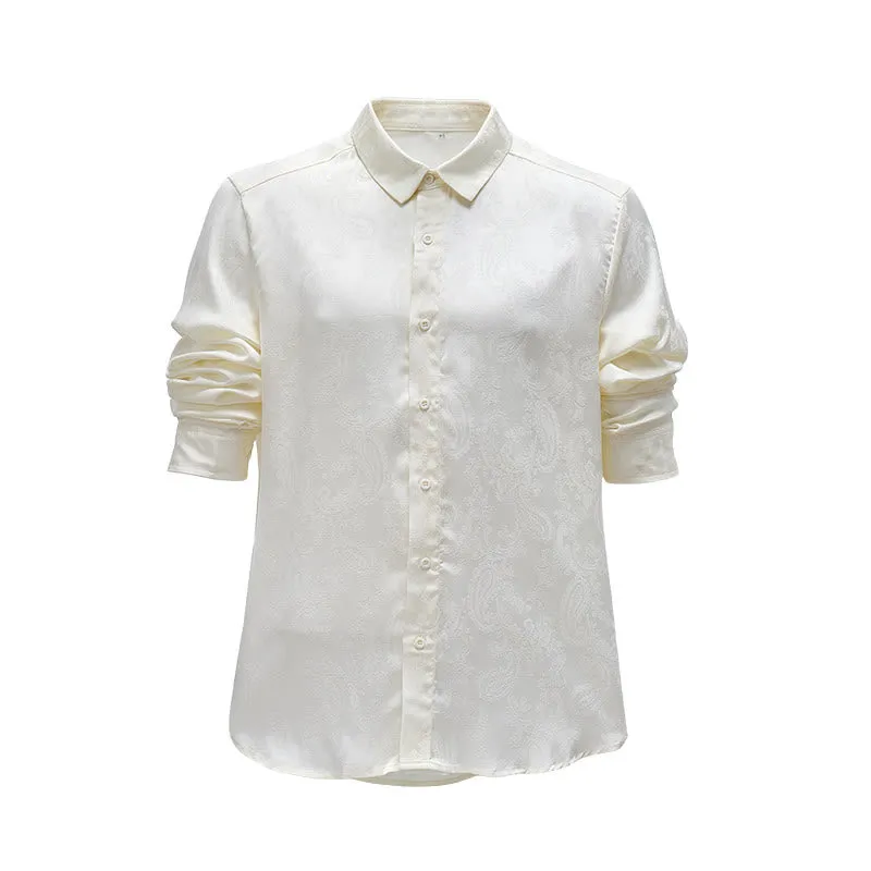 Men's British Retro Paisley Jacquard Satin Wedding Shirt sold by FloralTrip product image thumbnail 5