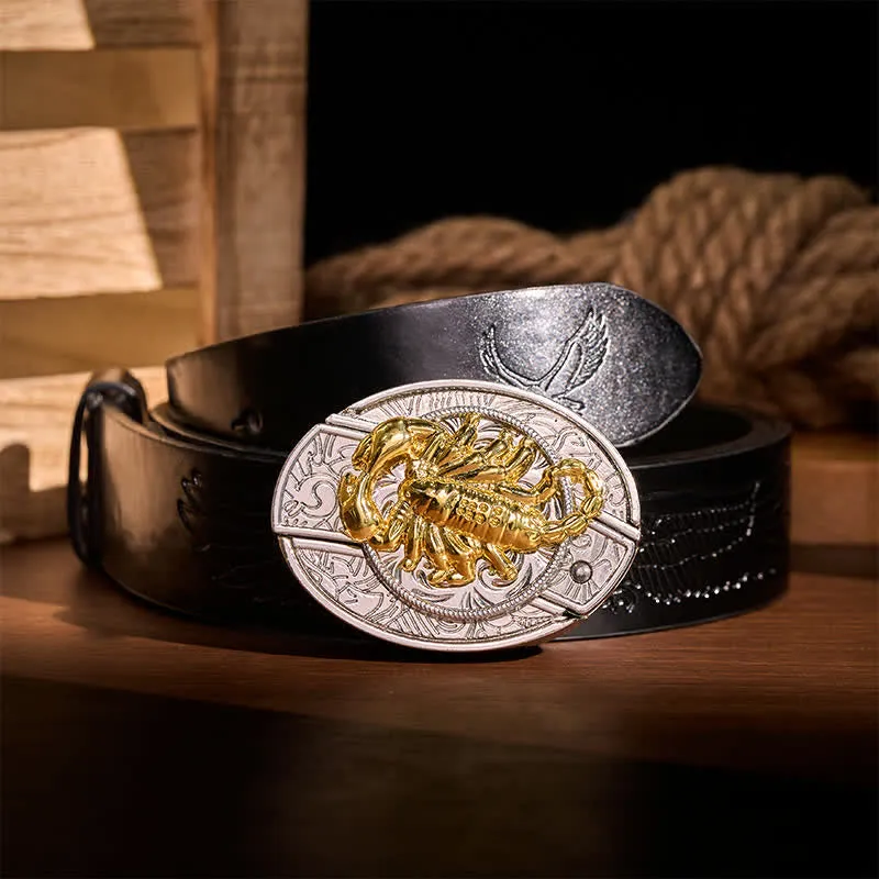 Silver & Gold Gothic Scorpion DIY Hidden Folding Knife Buckle Leather Belt sold by FloralTrip product image thumbnail 3