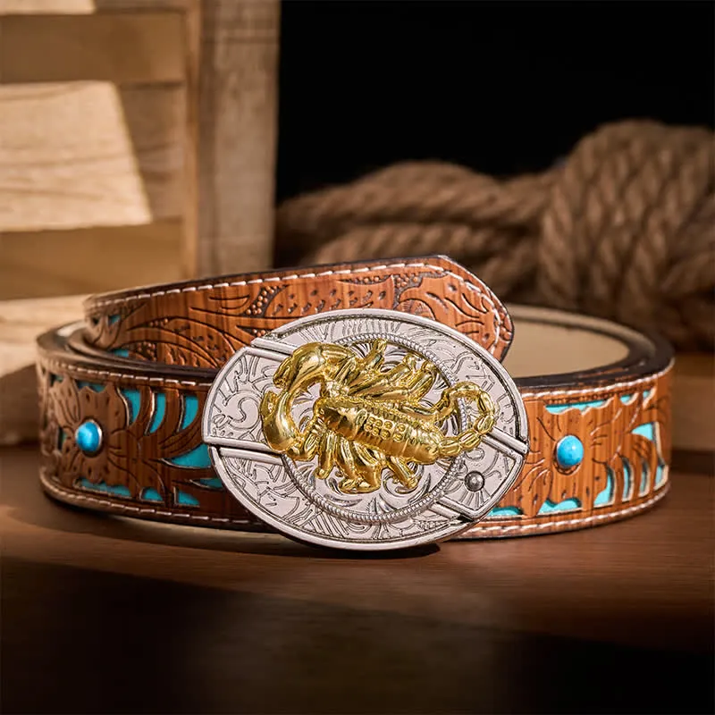 Silver & Gold Gothic Scorpion DIY Hidden Folding Knife Buckle Leather Belt sold by FloralTrip product image thumbnail 4