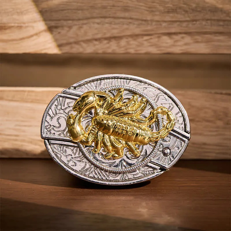 Silver & Gold Gothic Scorpion DIY Hidden Folding Knife Buckle Leather Belt sold by FloralTrip