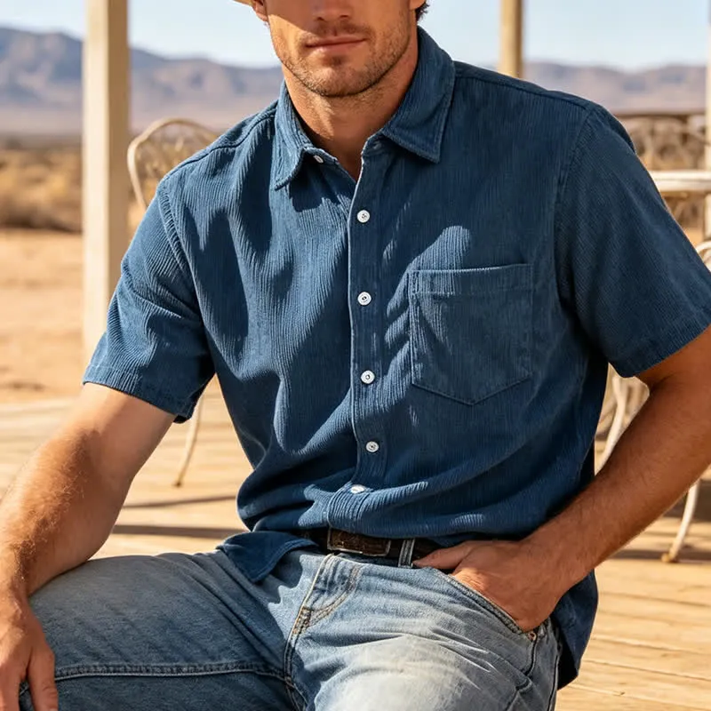 Men's 90s-Inspired Relaxed Short-Sleeve Corduroy Shirt made by FloralTrip