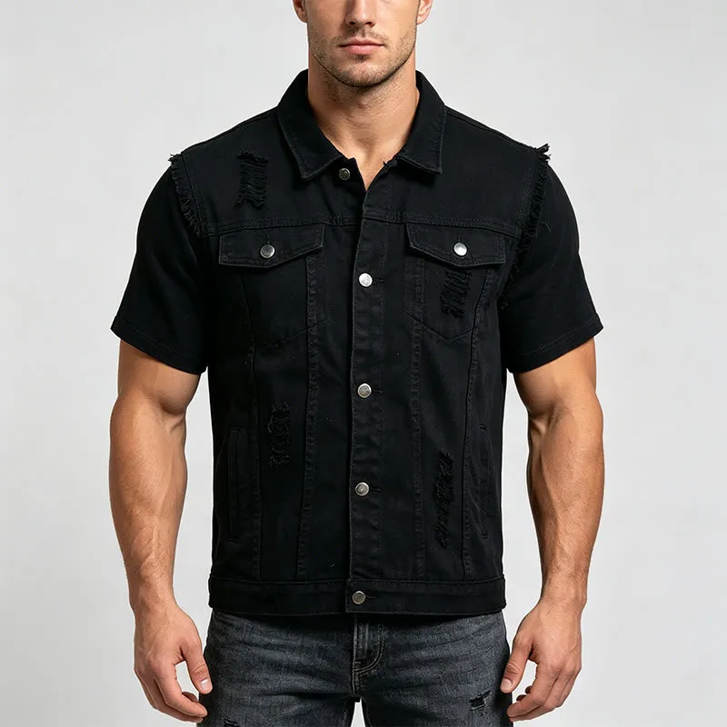 Men's Ripped Sleeveless Distressed Denim Vest sold by FloralTrip product image thumbnail 2