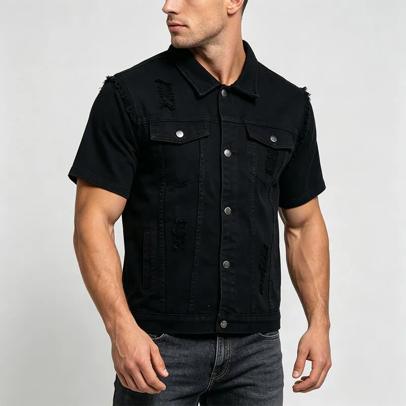 Men's Ripped Sleeveless Distressed Denim Vest sold by FloralTrip product image thumbnail 3