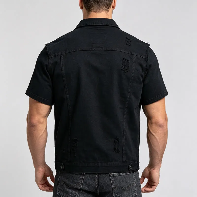 Men's Ripped Sleeveless Distressed Denim Vest sold by FloralTrip product image thumbnail 4