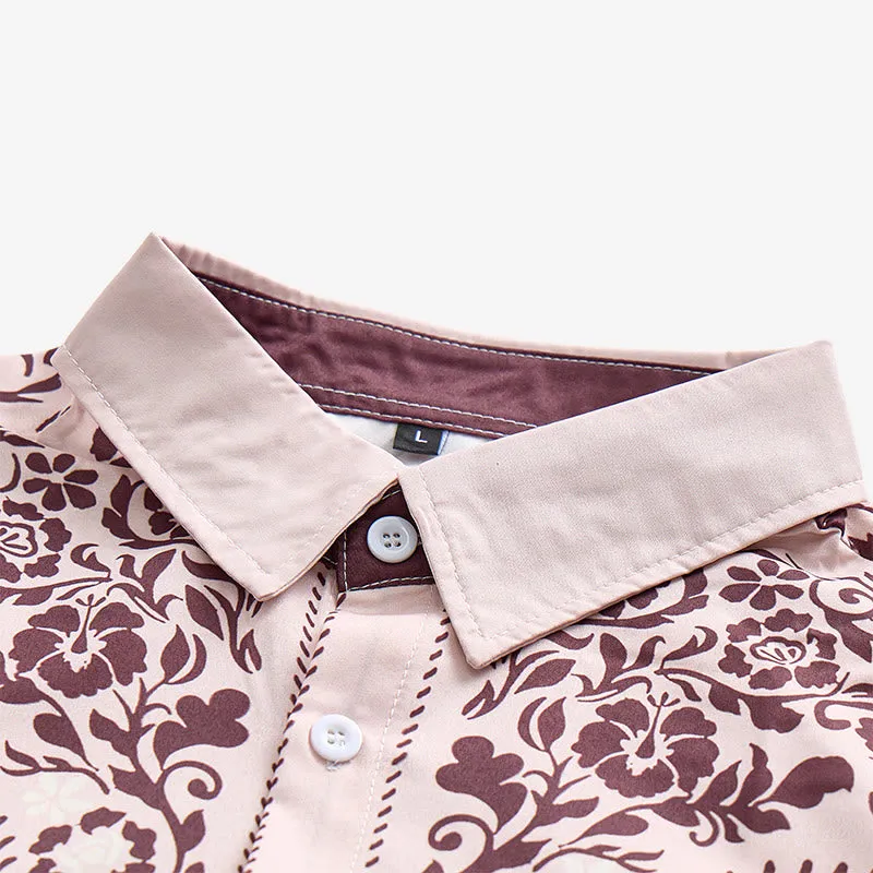 Men's Beige & Brown Floral Print Country Style Dress Shirt sold by FloralTrip product image thumbnail 5