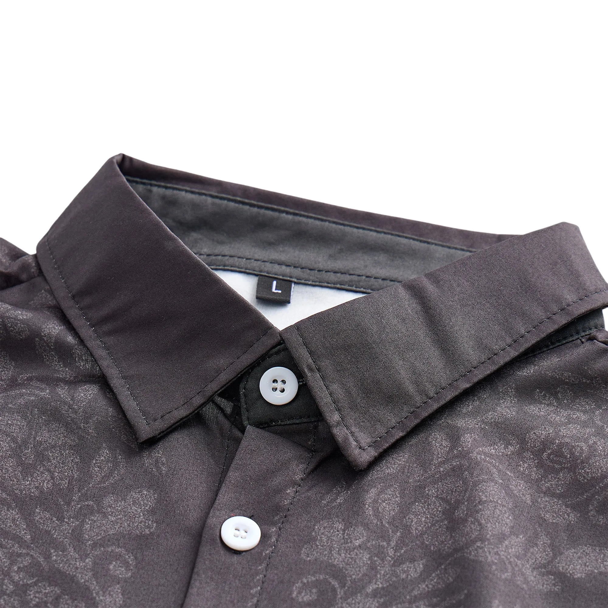 Men's Black Floral Print Western Yoke Dress Shirt sold by FloralTrip product image thumbnail 5