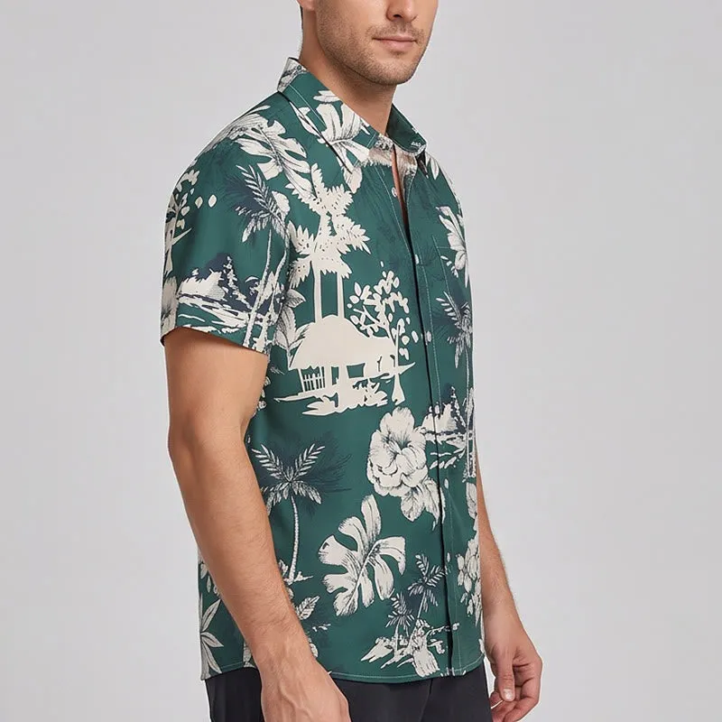 Men's Holiday Hawaiian Floral Print Short Sleeve Button Up Shirt sold by FloralTrip product image thumbnail 3