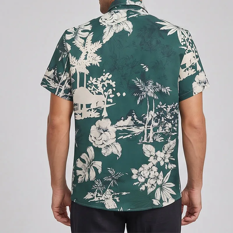 Men's Holiday Hawaiian Floral Print Short Sleeve Button Up Shirt sold by FloralTrip product image thumbnail 4