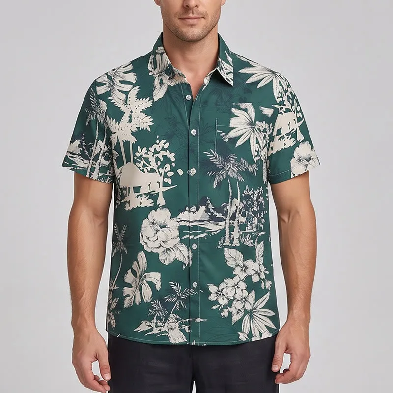 Men's Holiday Hawaiian Floral Print Short Sleeve Button Up Shirt sold by FloralTrip product image thumbnail 2