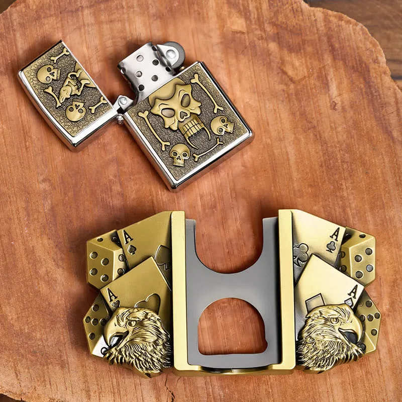 Men's DIY Eagle Dice Skull Leather Belt With Hidden Lighter sold by FloralTrip product image thumbnail 2