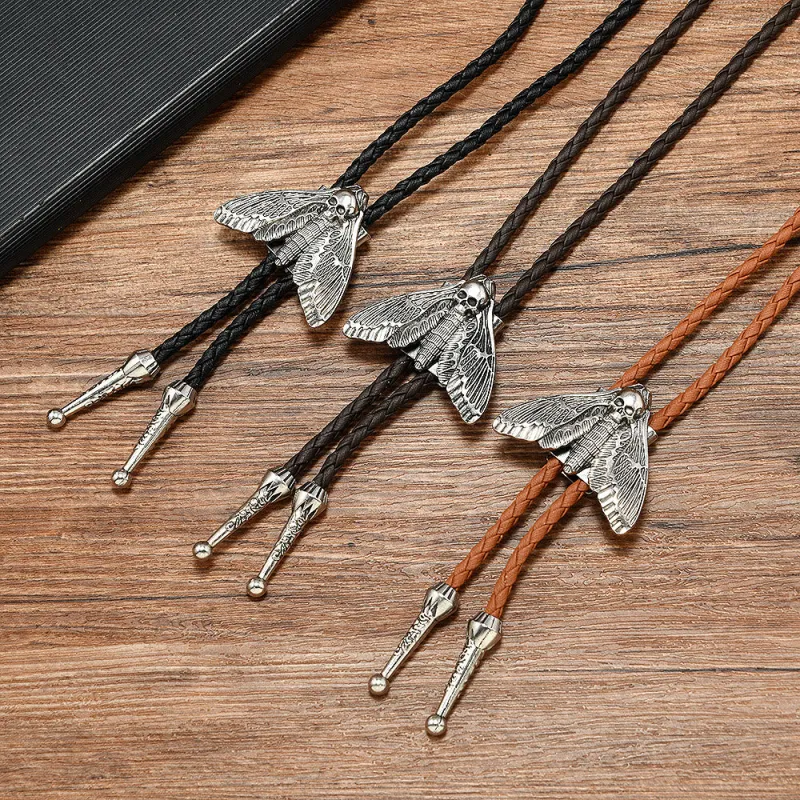 Death's Head Moth Gothic Western Statement Bolo Tie made by FloralTrip