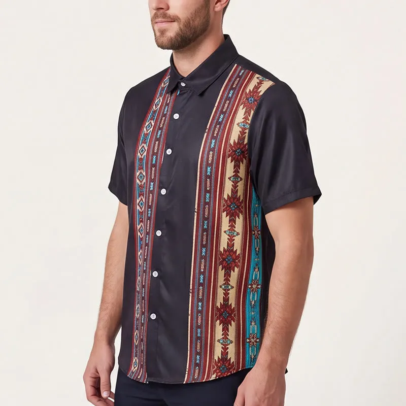 Men's Aztec Geometric Pattern Black Summer Shirt sold by FloralTrip product image thumbnail 4