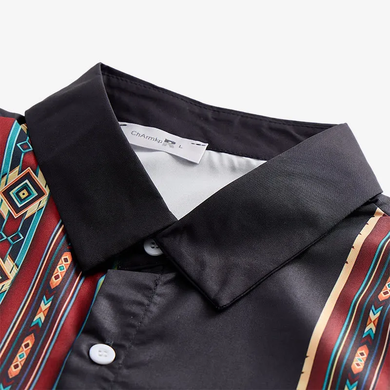 Men's Aztec Geometric Pattern Black Summer Shirt sold by FloralTrip product image thumbnail 5