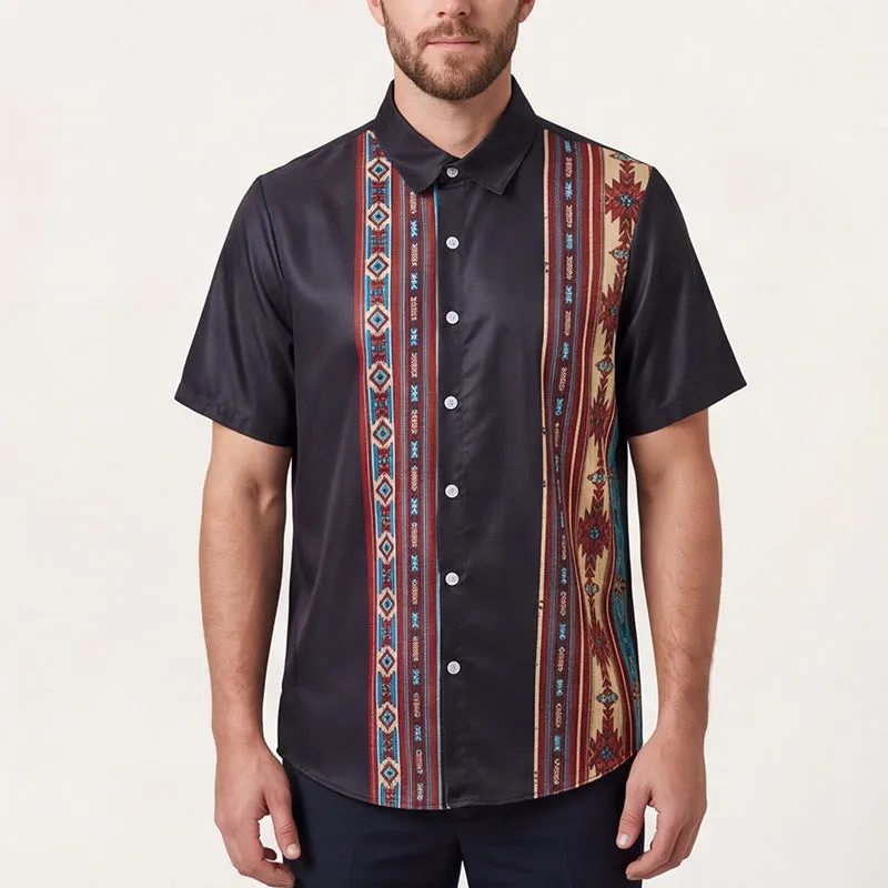 Men's Aztec Geometric Pattern Black Summer Shirt sold by FloralTrip product image thumbnail 2