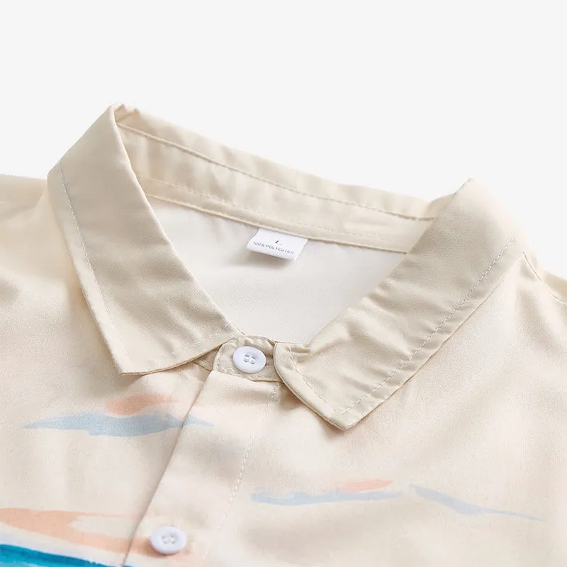 Men's Teal & Cream Western Cattle Drive Landscape Print Shirt sold by FloralTrip product image thumbnail 5