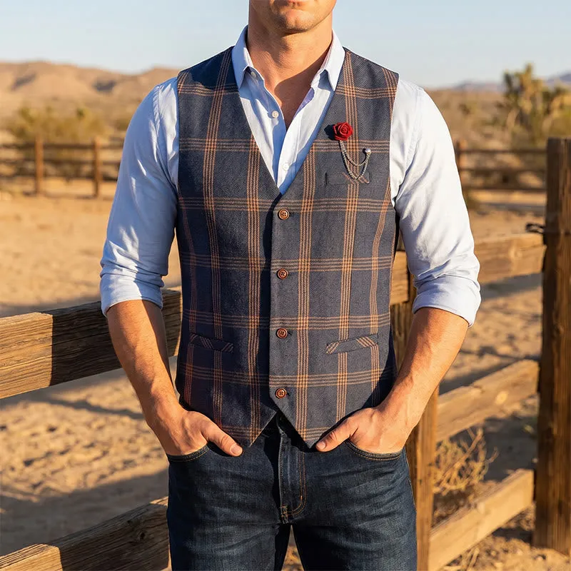 Elegant Plaid All-Season Suit Vest With Red Rose Pin sold by FloralTrip product image thumbnail 5