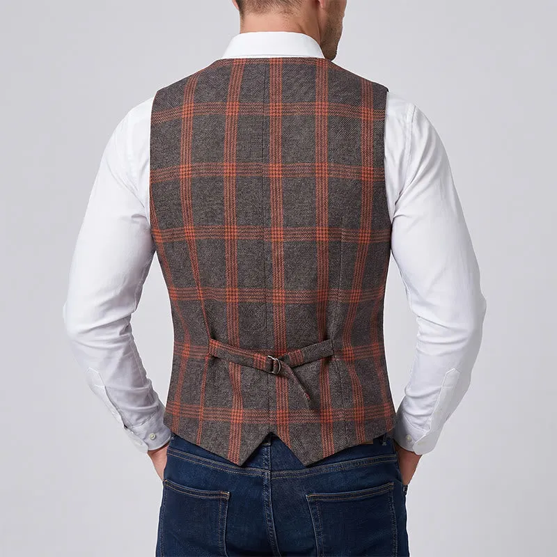 Elegant Plaid All-Season Suit Vest With Red Rose Pin sold by FloralTrip product image thumbnail 3