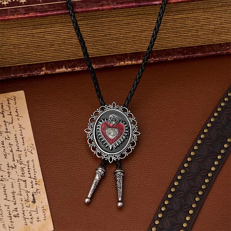 Vintage Floral Oval Sacred Heart Eye Rose Bolo Tie sold by FloralTrip