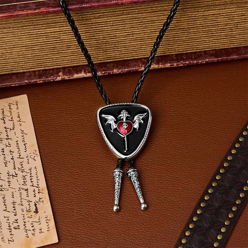 Winged Skull & Dagger Immortal Heart Bolo Tie made by FloralTrip