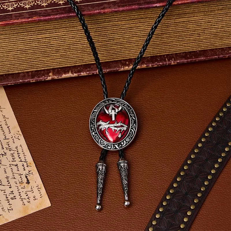 Crown Of Thorns Bleeding Heart Oval Enameled Bolo Tie made by FloralTrip