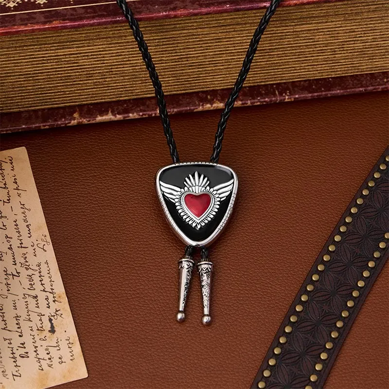 Retro Western Winged Sacred Heart Bolo Tie sold by FloralTrip product image thumbnail 3