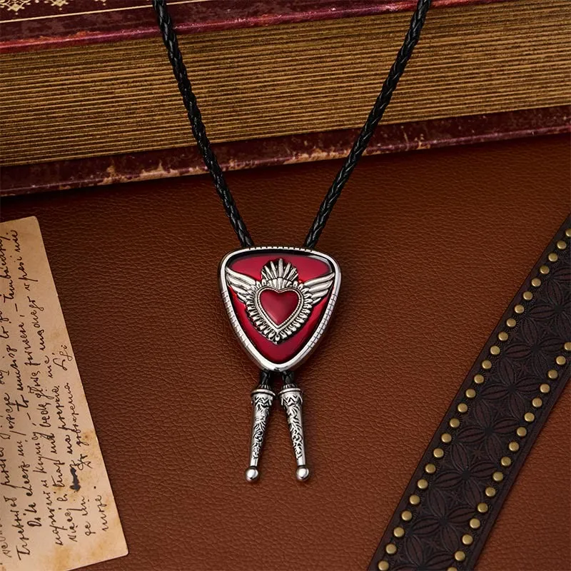 Retro Western Winged Sacred Heart Bolo Tie sold by FloralTrip