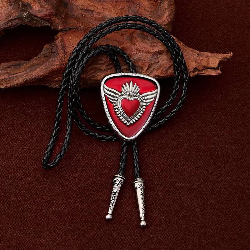 Retro Western Winged Sacred Heart Bolo Tie sold by FloralTrip product image thumbnail 2