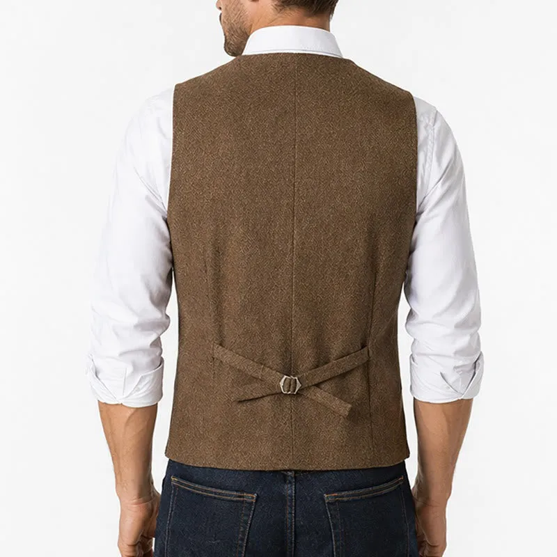 Men's British Herringbone Thick Casual Suit Vest sold by FloralTrip product image thumbnail 4