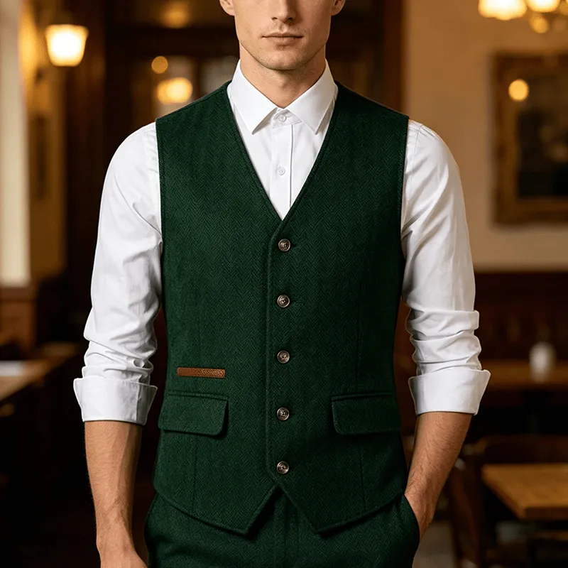 Men's British Herringbone Thick Casual Suit Vest sold by FloralTrip product image thumbnail 5