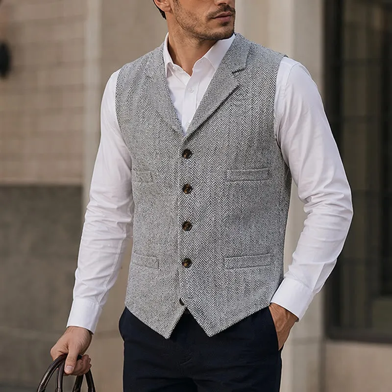 Men's Herringbone Suit Lape with Decorative Chain Suit Vest sold by FloralTrip product image thumbnail 5