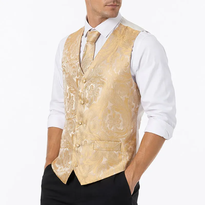 Men's Vintage Paisley Jacquard Waistcoat Set Formal Suit Vest sold by FloralTrip product image thumbnail 3