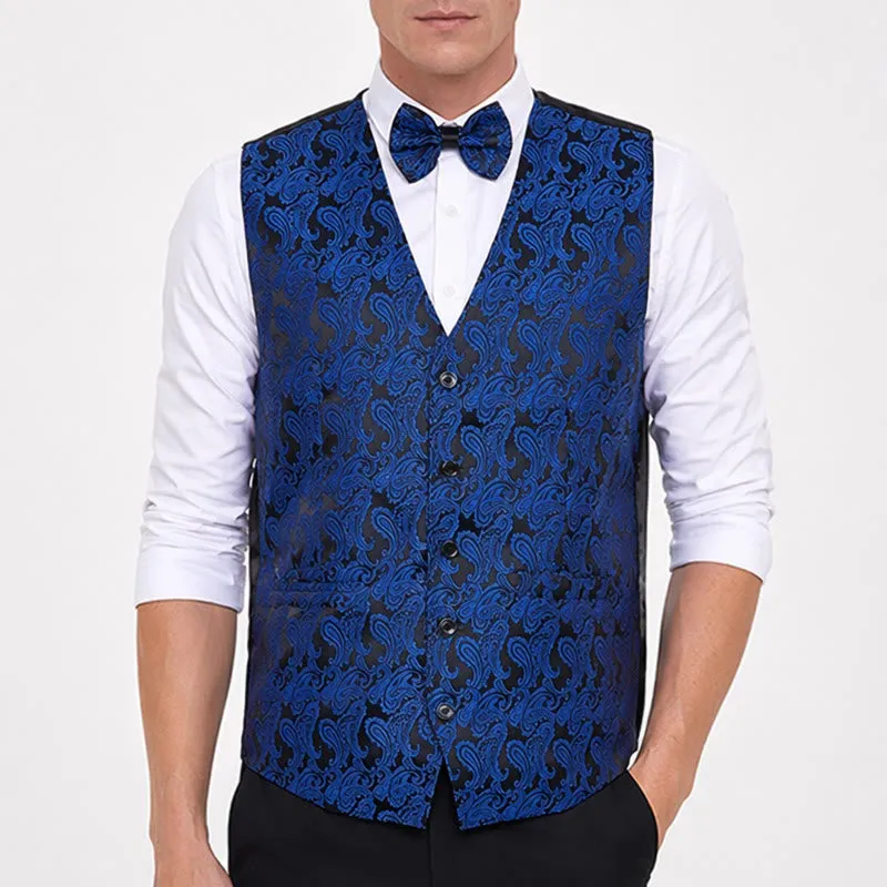 Men's Paisley Floral Jacquard With Bow Tie Suit Vest sold by FloralTrip product image thumbnail 2