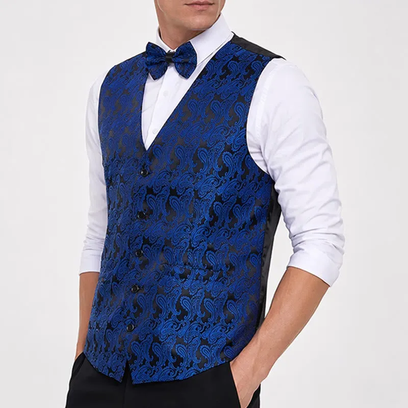 Men's Paisley Floral Jacquard With Bow Tie Suit Vest sold by FloralTrip product image thumbnail 3