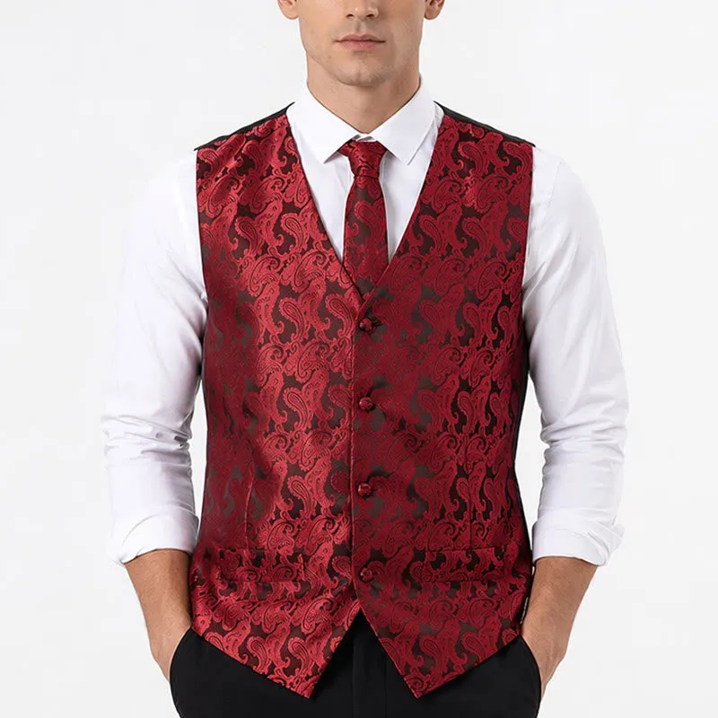 Men's All-match Paisley Pattern Waistcoat 3-in-1 Outfit Set Suit Vest sold by FloralTrip product image thumbnail 2