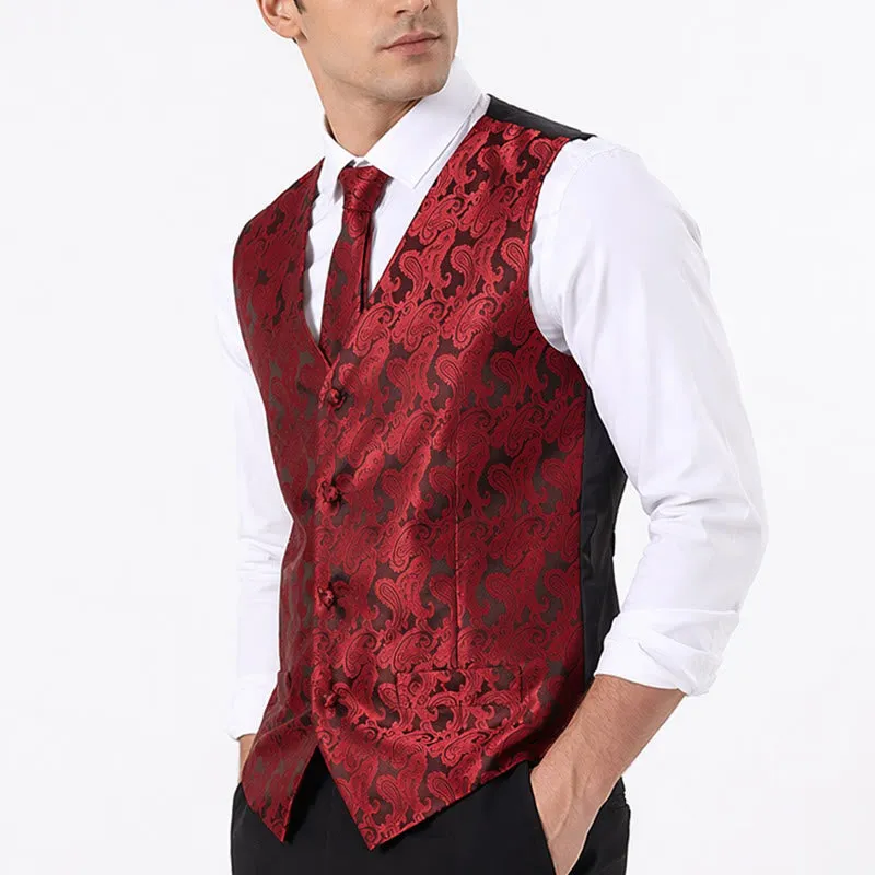 Men's All-match Paisley Pattern Waistcoat 3-in-1 Outfit Set Suit Vest sold by FloralTrip product image thumbnail 3