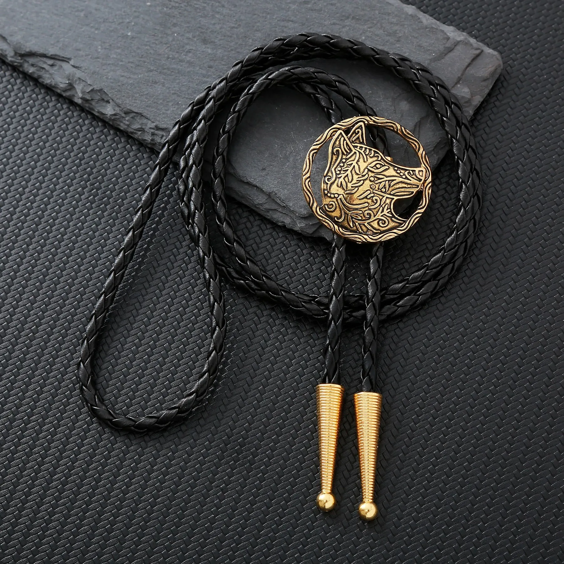 Vintage Antique Gold Hollow Wolf Head Bolo Tie sold by FloralTrip