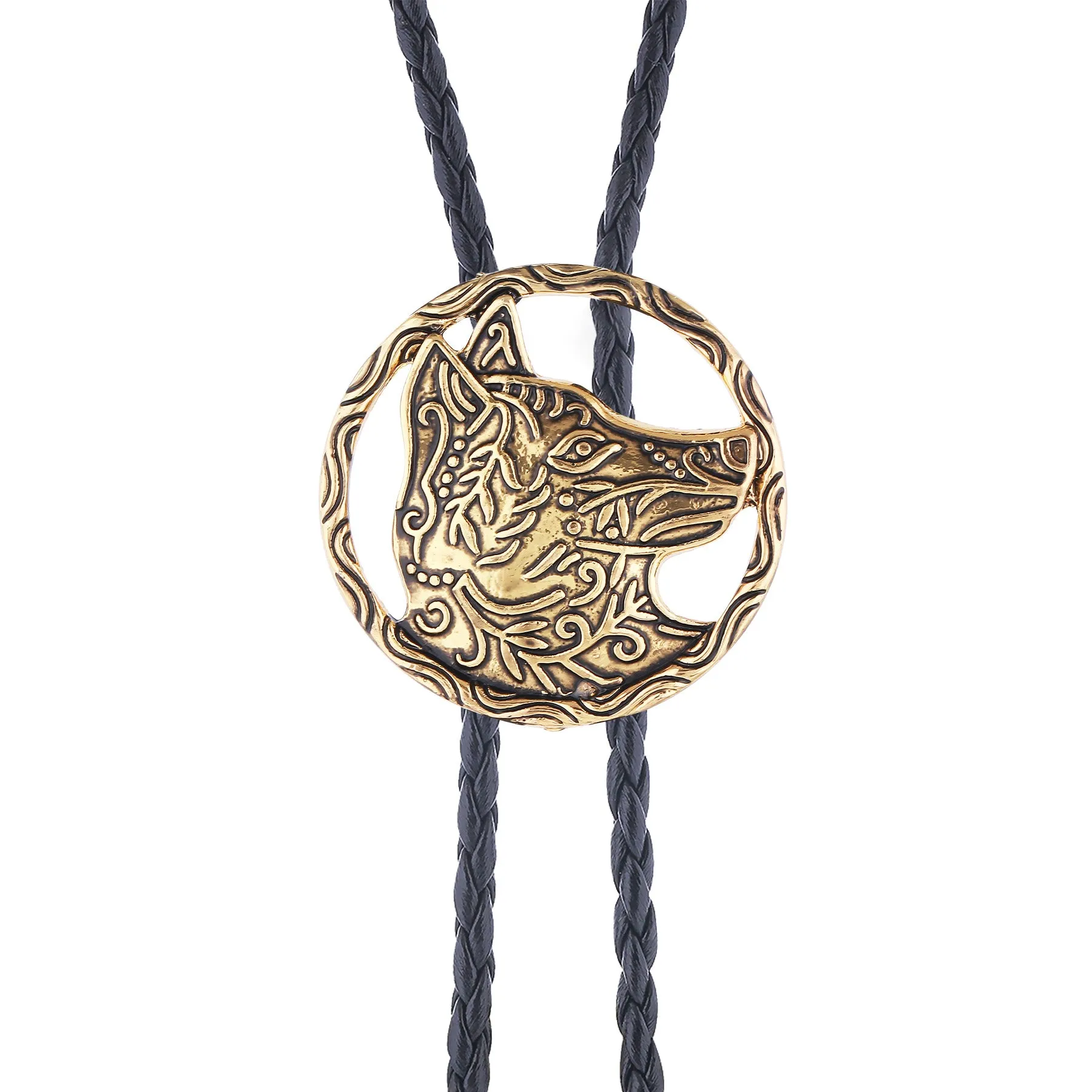 Vintage Antique Gold Hollow Wolf Head Bolo Tie sold by FloralTrip product image thumbnail 5
