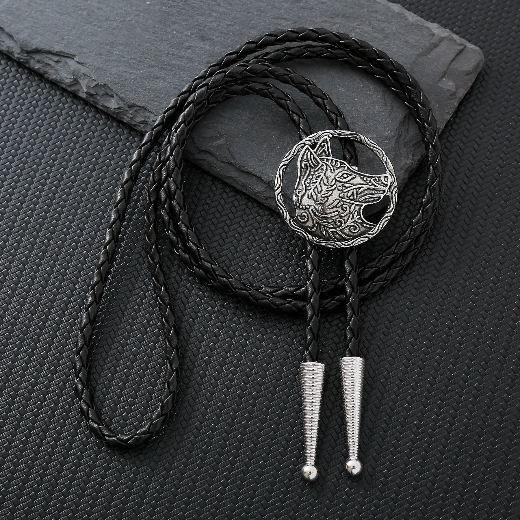Vintage Antique Gold Hollow Wolf Head Bolo Tie sold by FloralTrip product image thumbnail 2