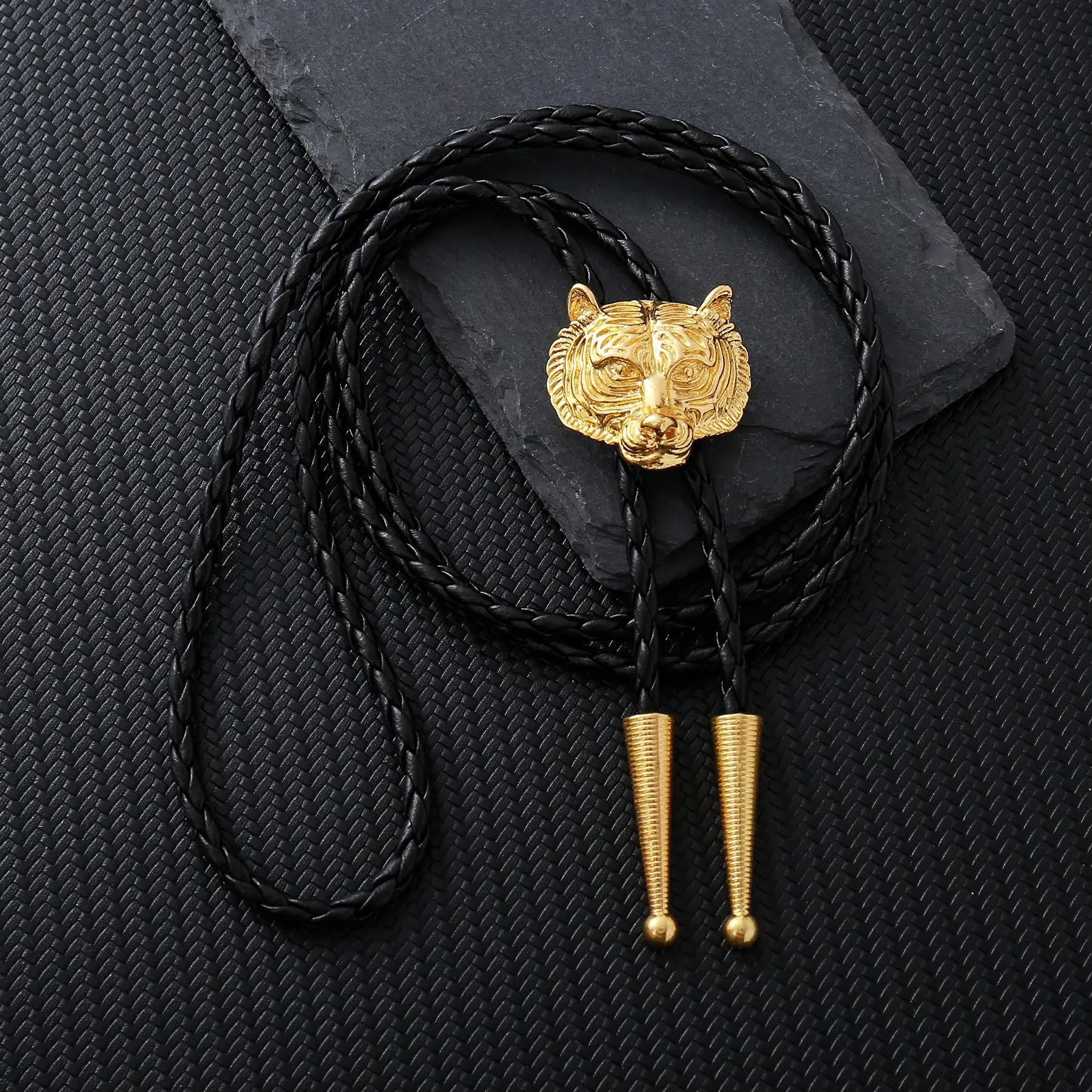 Western Retro Tiger Head Metal Bolo Tie sold by FloralTrip product image thumbnail 2