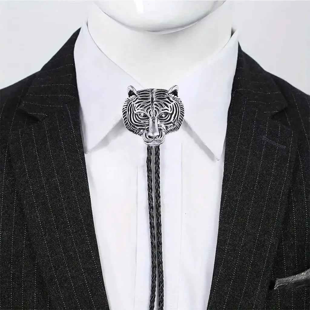 Western Retro Tiger Head Metal Bolo Tie sold by FloralTrip product image thumbnail 3