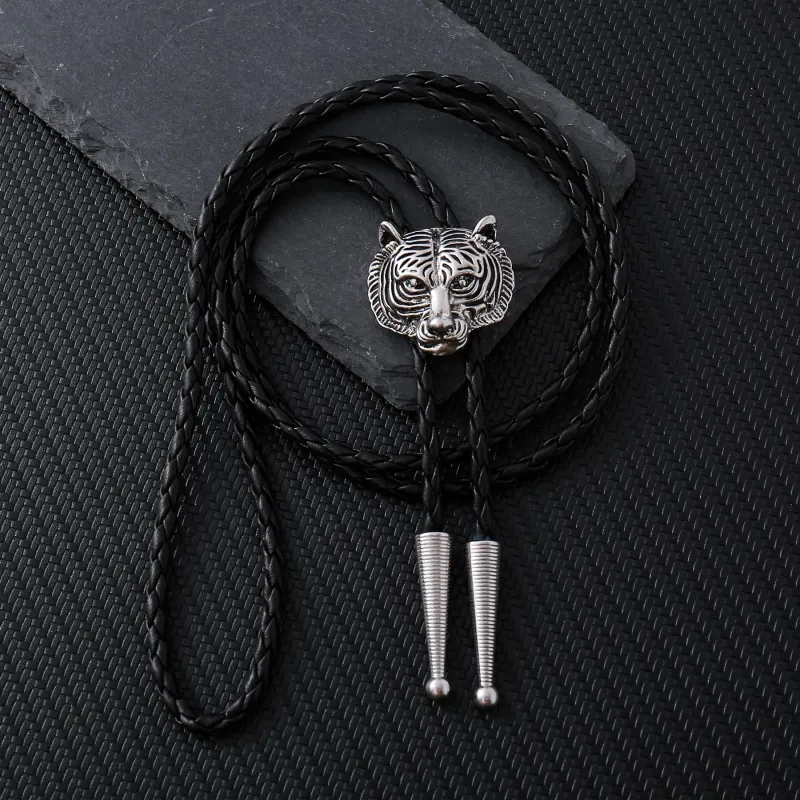 Western Retro Tiger Head Metal Bolo Tie made by FloralTrip